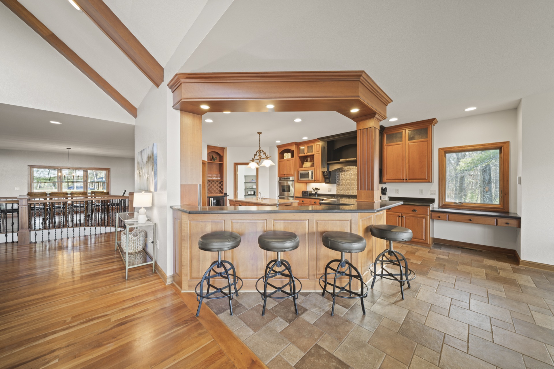 Butler's pantry with wine storage and beverage cooler
